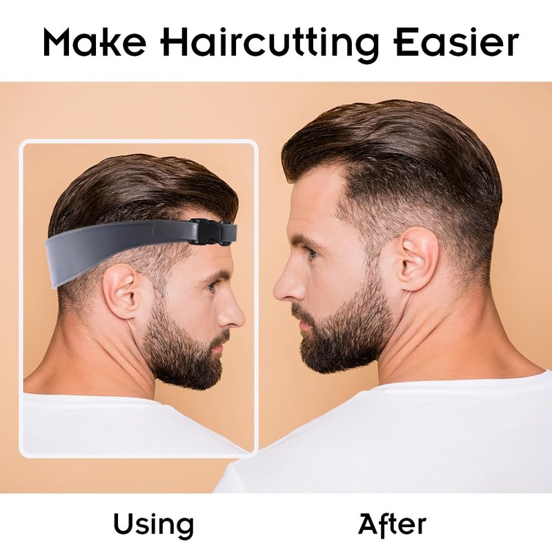 Adjustable Self Haircut Fade Tool, Hands-Free Hair Trimming Guide, Easy Use Tool Soft Portable, Self Haircut Kit for Men, Neckline Shaver Guide,DIY Self Haircut Tool