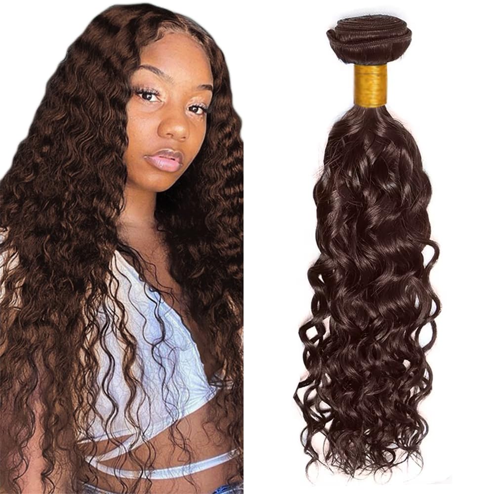 #4 Brown Human Hair Bundles Chocolate Water Wave Bundles 13 15 17 Inch Unprocessed Brazilian Virgin Hair 3 Bundle 50 Gram Per Bundle Deals Quick Weave Hair Extensions