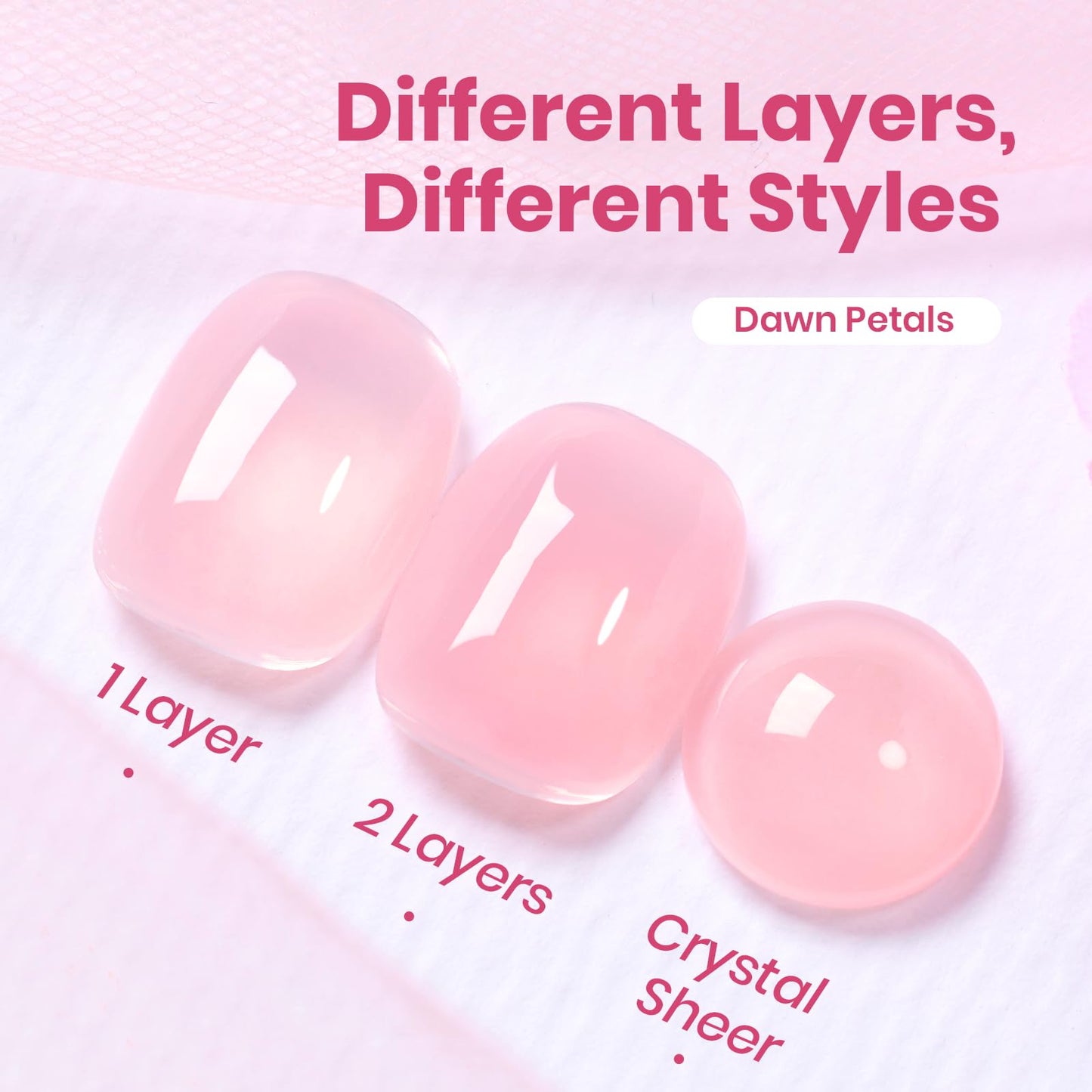 Beetles Dawn Petals Nude Pink Gel Polish - 15ML Full Size Neutral Jelly Nail Polish Base Color Nail Concealer Sheer Translucent Soak Off UV French Nail Art Salon DIY Manicure Gifts