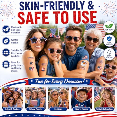 250th Anniversary Temporary Tattoos - USA Patriotic Party Favors