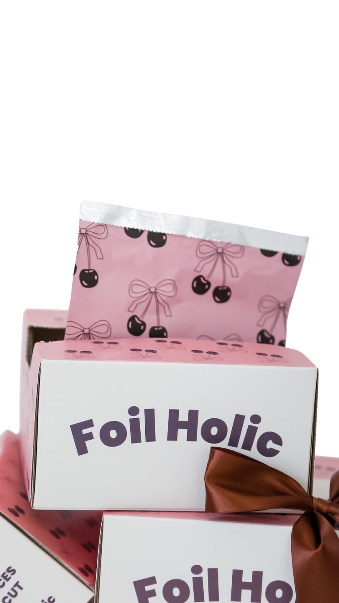 Hair Foils for Highlighting - 500 sheets - 6x11 Pop-Up Embossed Foil Sheets for Salon Hair Coloring - Cherry Bow Design by Foil Holic