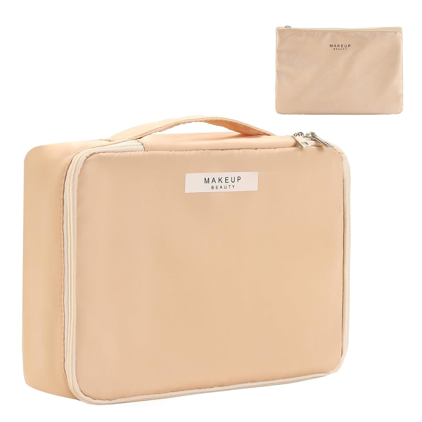 Travel Makeup Bag - Versatile Cosmetic Organizer for Men & Women | Beige Toiletry Bag