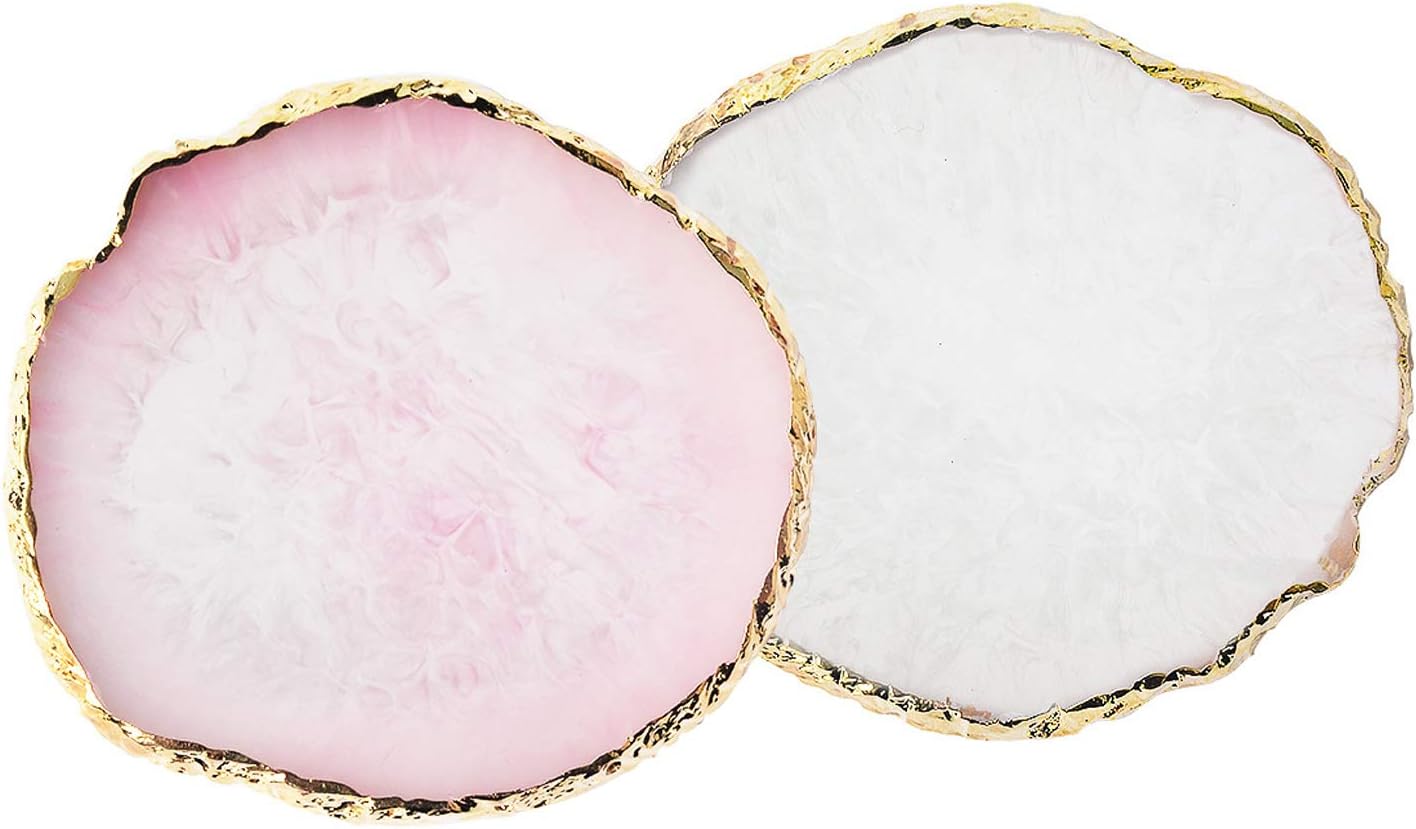 Resin Nail Art Palette - Mixed Color Painting Board with Gold Edge | White Display for Nail Gel