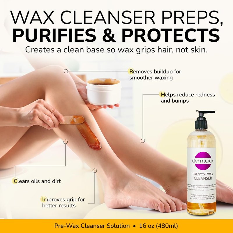 Dermwax Pre and Post Wax Care Kit – Complete Prep & Aftercare in One Set – Cleanser Removes Oils & Residue – Calendula Oil Calms & Nourishes Skin – Gentle, Paraben-Free Formulas