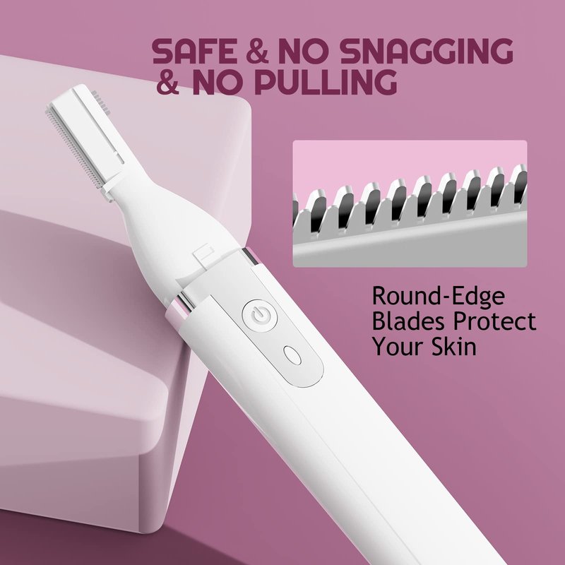 Dapsang Eyebrow Trimmer Electric Eyebrow Razor, Rechargeable Facial Hair Shaver Painless Detail Trimmer with Rinseable Blade for Face Beard Neck (White)