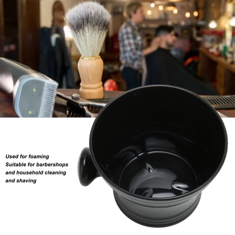 TIKATARER Shaving Bowl, Large Capacity Portable Black Shaving Soap Bowl Shave Mug with Comfortable Grip Handle for Barber and Home Use