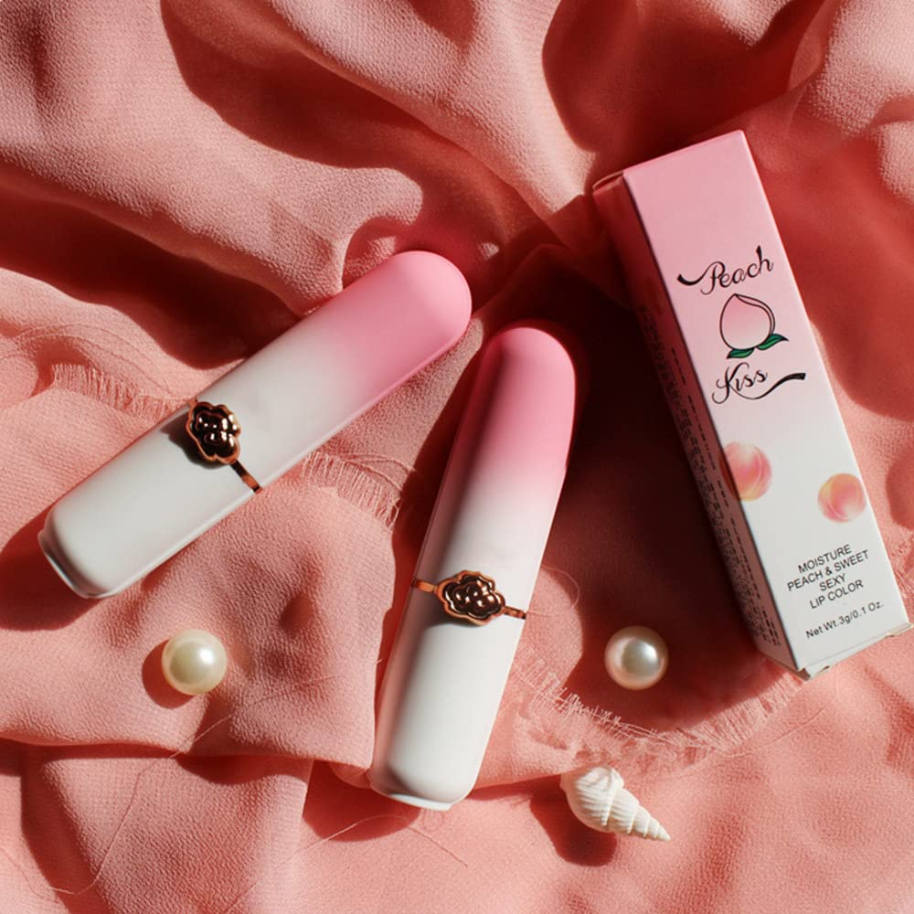 BINGBRUSH Peach Color Changing Lipstick Set - Long Lasting PH Mood Tinted Lip Balm & Gloss for Women | 2 Pcs
