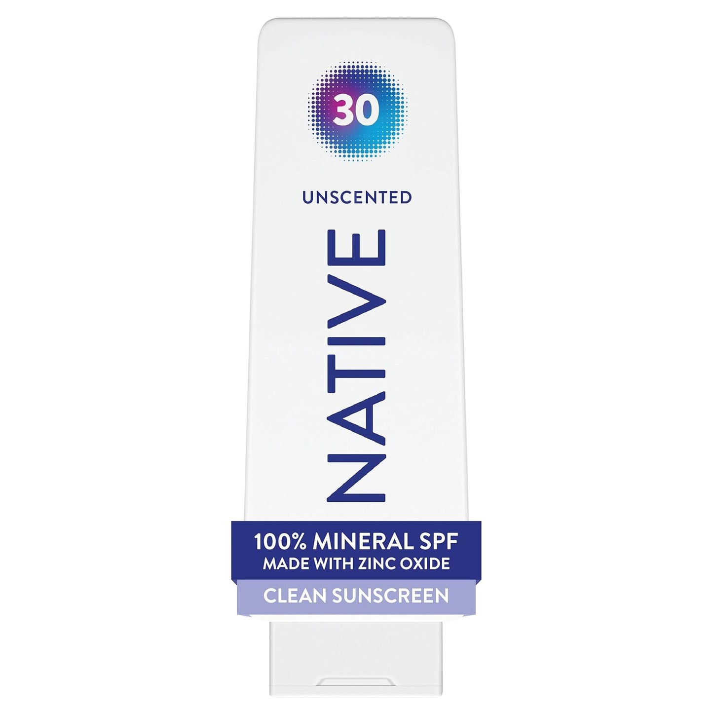 Native Mineral Sunscreen Lotion SPF 30 - Unscented, 100% Mineral Zinc Oxide, Vegan, Hawaii Compliant | 7 oz