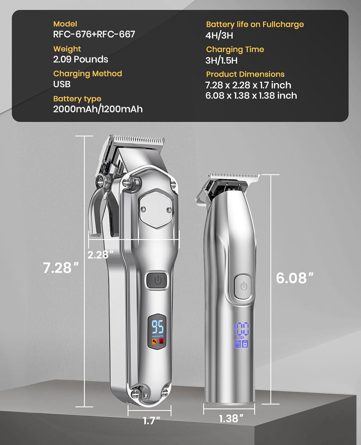 Hair Clippers Set for Men - Cordless Trimmers & Grooming Kit | Professional Barber Clippers
