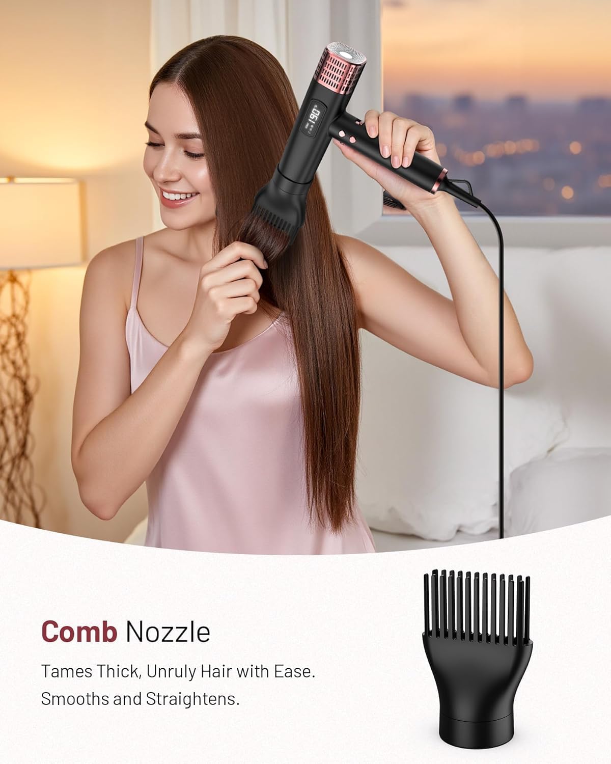 Travel Hair Dryer with Diffuser - 1875W Ionic Fast Drying & Frizz Control | Lightweight, Dual Voltage (110-240V) - Black