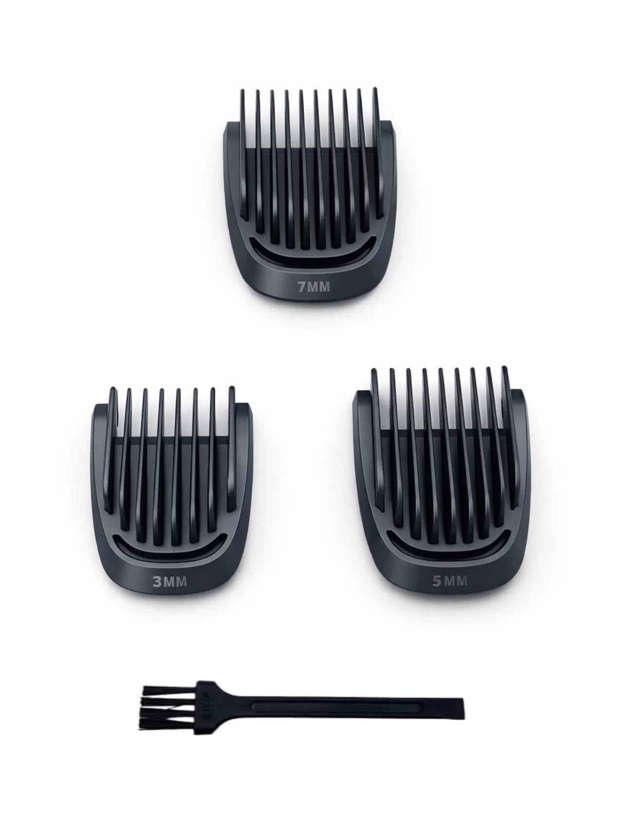 Trimmer Replacement 3 Piece Set (3mm 5mm 7mm) Beard Stubble Blade Guards with Brush for Philips Norelco Multigroom (View Photos and Description for Compatible Models and Blade Sizes)
