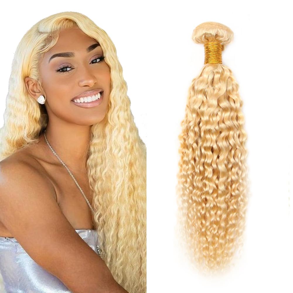 32 Inch Blonde Kinky Human Hair Bundles 613 Curly Wave Bundle Brazilian Virgin Hair one Bundle Blonde Curly Real Human Hair Extensions