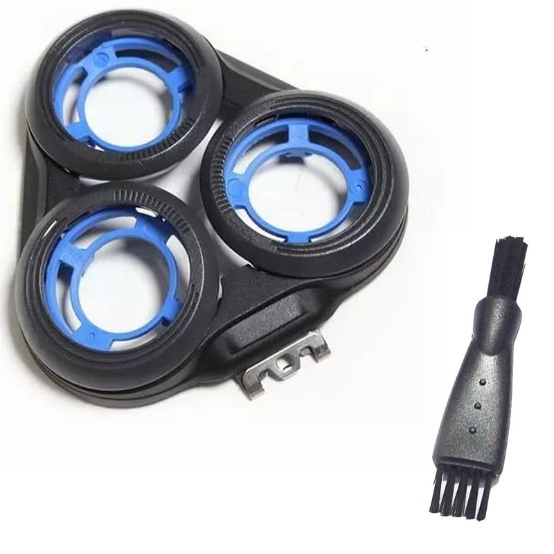 SH50 Series 5000 Shaver Head Cover with 3Pcs Razor Blades Frame Plate Compatible with Philips S5000 S5095 S5090 S5082 S5081 S5080 S5079 S5078 Shaving Parts Replacement Assemble Part and Cleaning Brush