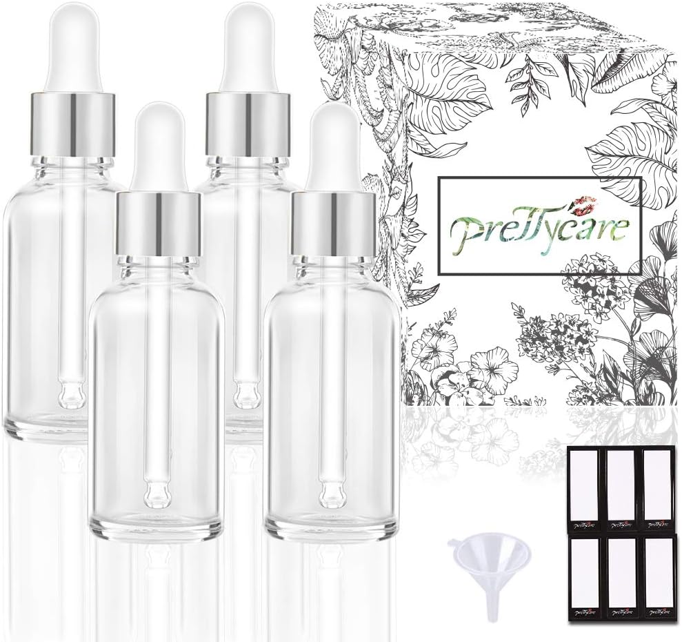Glass Eye Dropper Bottles - 24 Pack 0.5oz Amber Leakproof Bottles with Golden Caps | Perfect for Essential Oils, Tinctures, Travel