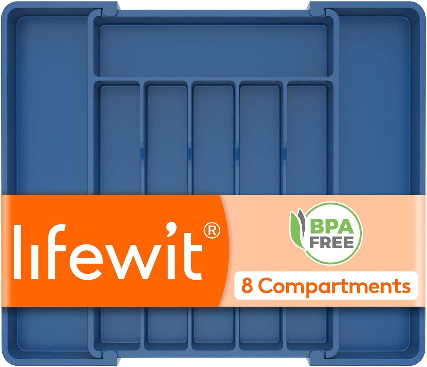 Expandable Silverware Organizer - BPA-Free Plastic Utensil Tray for Kitchen Drawer | Space-Saving Cutlery Holder, Black, 8.5-14 x 12 x 1.5 Inch
