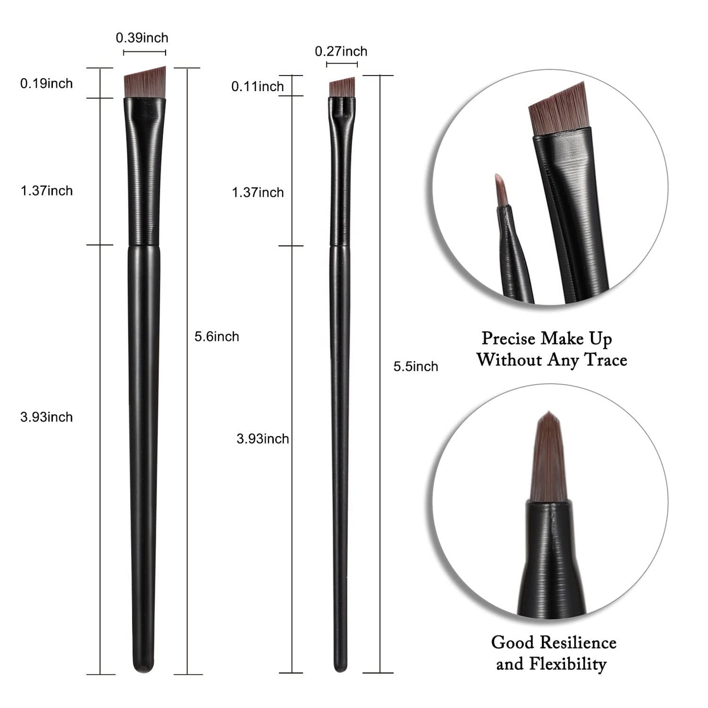 Etercycle Fine Angled Eyeliner Brush - Ultra Thin Slanted Flat Angle for Precise Application