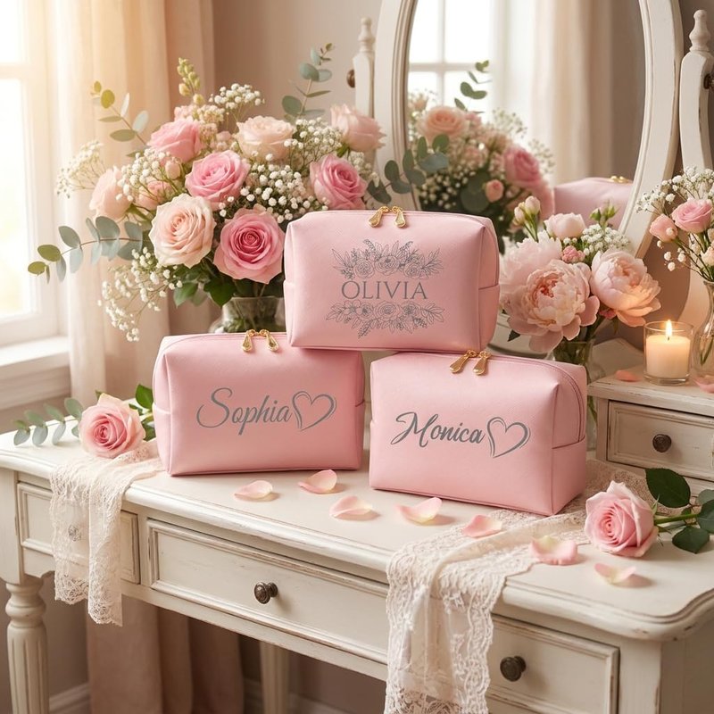 Personalized Makeup Bag - Custom Travel Toiletry Organizer for Teen Girls, Bridesmaids & Women | Double-Sided Engraving