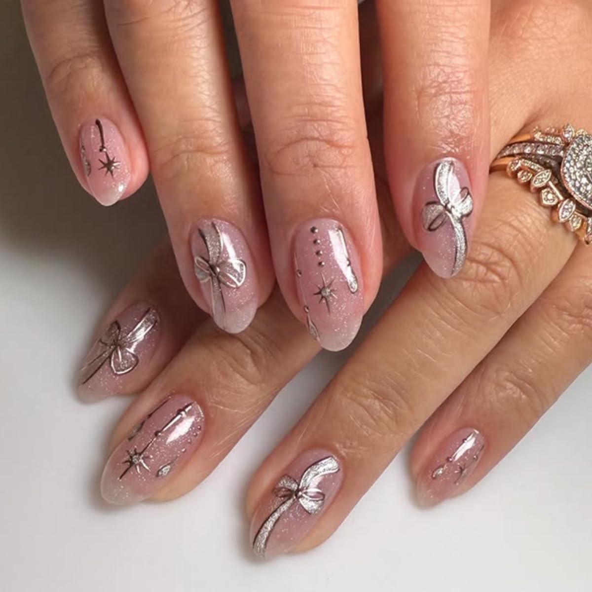 Almond Yellow French Tip Press-On Nails - Ladybug & Green Leaves Design | Reusable Full Cover 24 Pcs for Spring/Summer Manicure