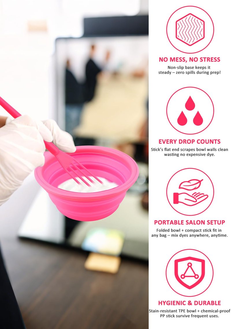 YOOVR 19PCS Hair Bleach Dye Kit with Hair Dye Brush and Bowl Whisk Hair Clips Protective Gear Set, Ideal for Hair Bleaching Coloring Highlighting, Essential Salon Supplies for Home Use (Pink)