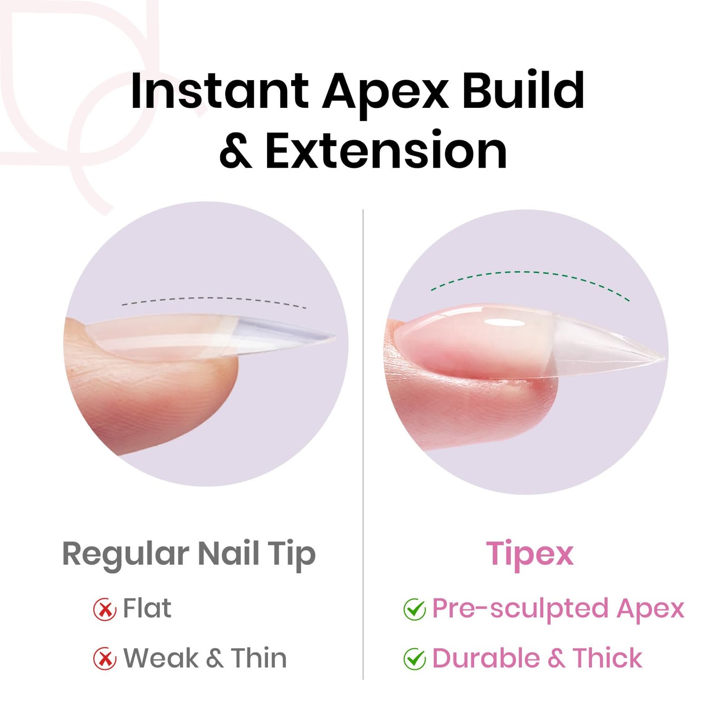 Beetles Tipex Instant Apex Nail Tips, Medium Almond, 16 Sizes 00–14, 192pcs, No Builder Gel Required, Thicker Strong Acrylic Tips for DIY Salon-look Extensions
