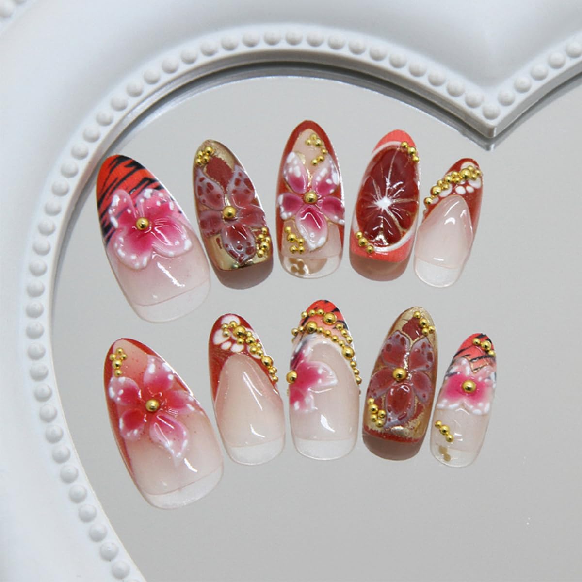 LRKNNO Short Almond Press on Nails Nude Ombre Fake Nails Glossy Full Cover Glue on Nails Reusable Acrylic False Nails Natural French Stick On Nails Kit for Women Daily Wear Manicure 24Pcs