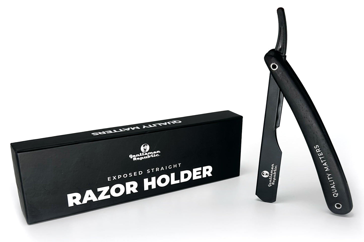 Gentlemen Republic Barber Exposed Straight Razor – Black Wood Edition | Professional Stainless Steel Blade Holder for Men’s Shaving & Beard Shaping – Straight Edge Barber Razor (Blades Not Included)