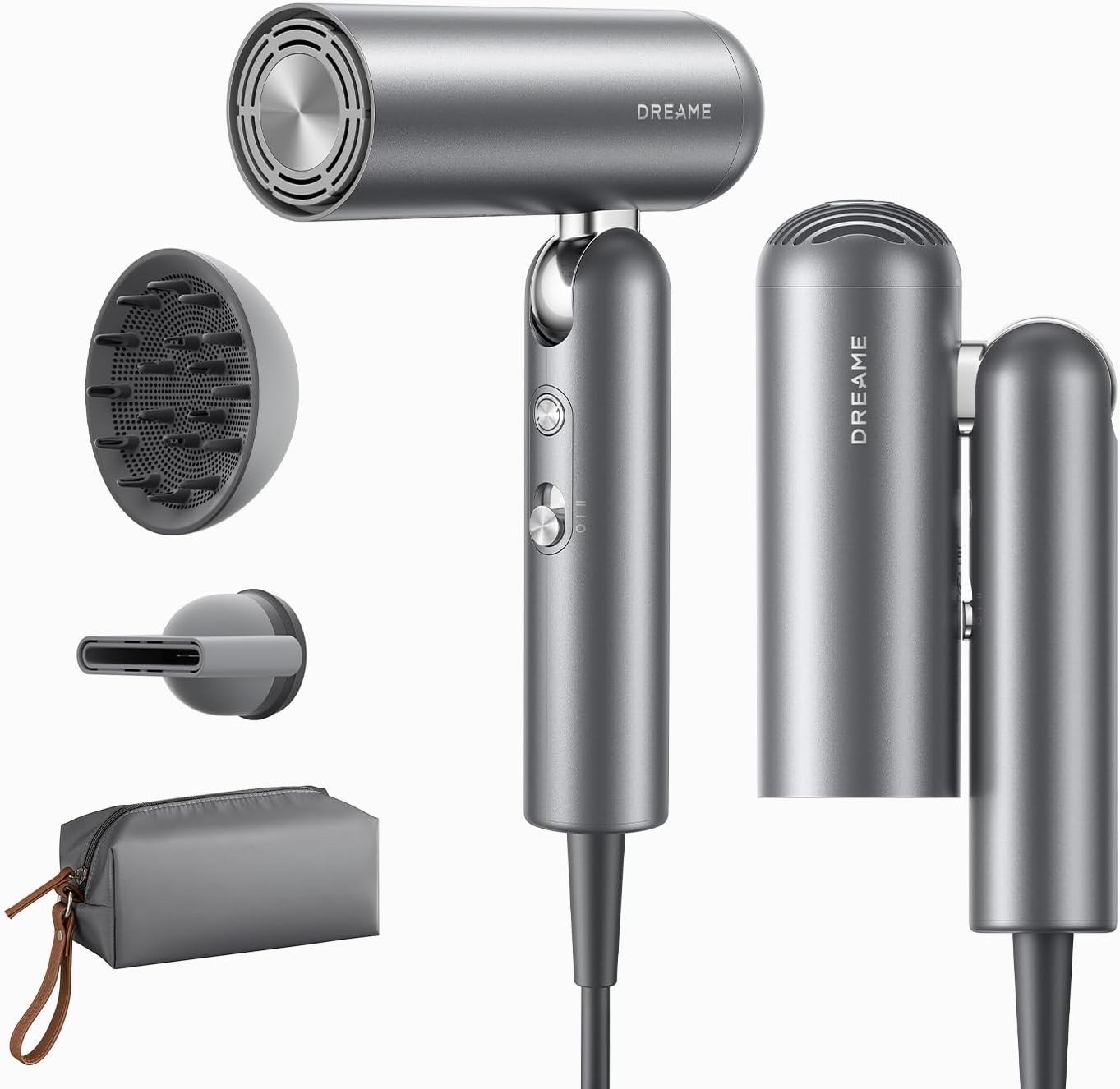 Dreame Pocket Pro Hair Dryer - Dual Voltage 1300W Ionic Travel Blow Dryer | Fast Drying, Lightweight, Low Noise
