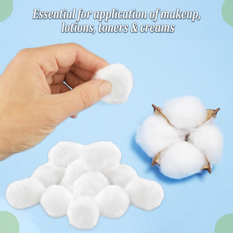 Jumbo Cotton Balls - Multi-Purpose Soft Natural Cotton for Facial Treatments & Makeup Removal | 70 Count
