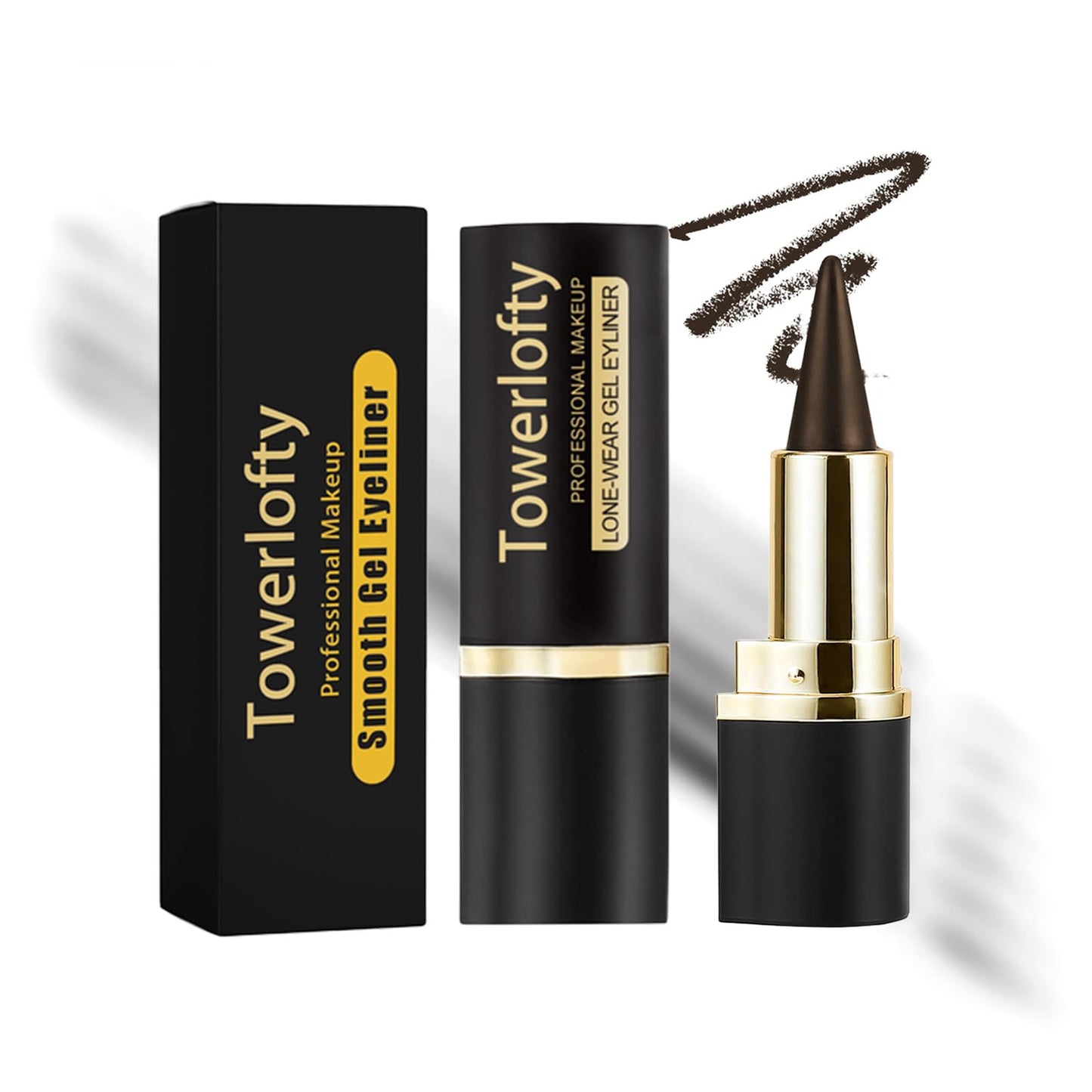 Gel Eyeliner Pencil, Natural Black Eyeliner Cream for Waterline, Long Wear Crayon Eye Liner Waterproof Smudge Proof, Smokey Eye Eyeshadow Palette Gothic Halloween Makeup Set Four Colors (Brown)