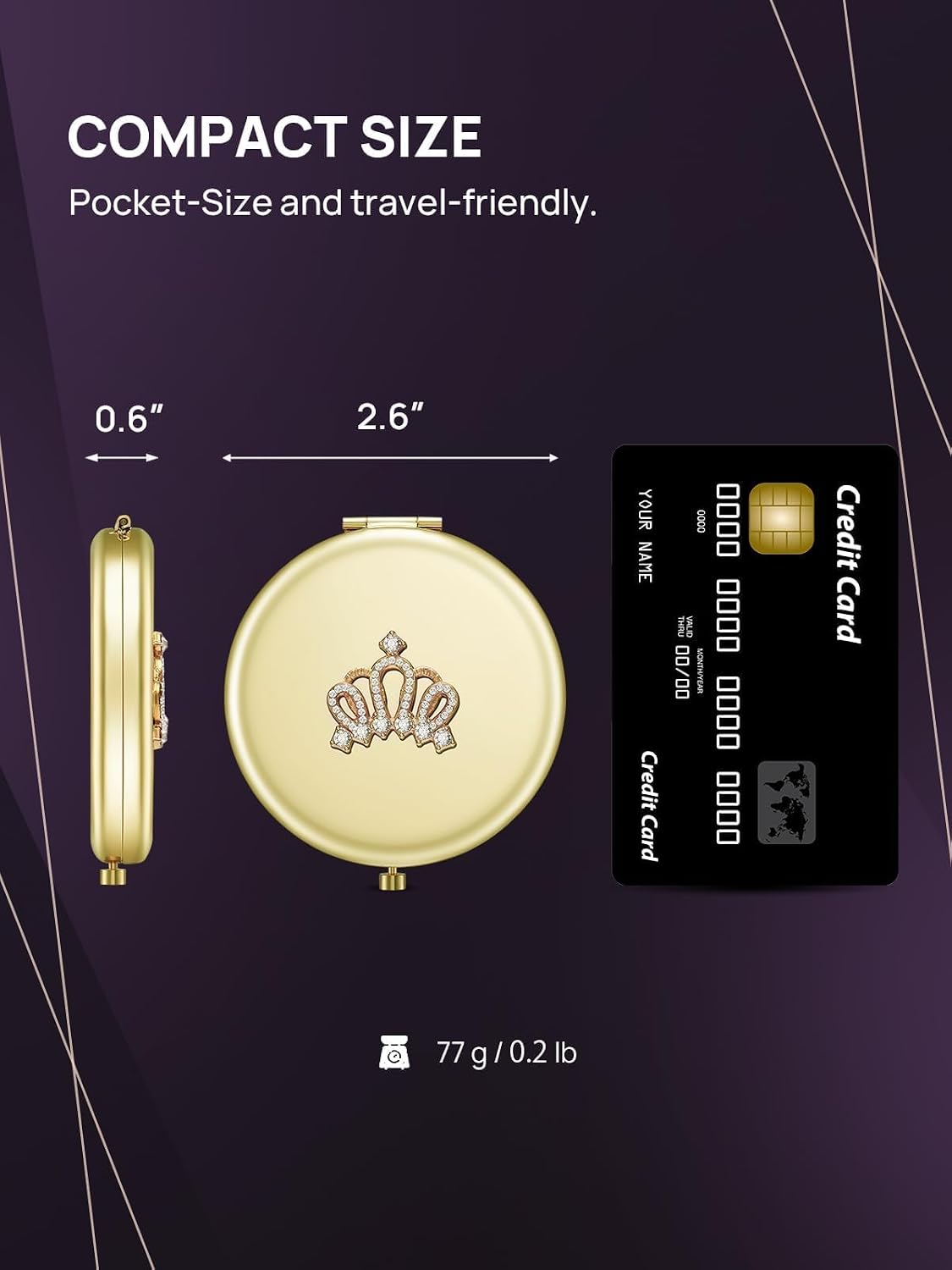 OMIRO 1X/10X Magnifying Compact Mirror - Elegant Gold Crown Design | Perfect Gift for Women, Moms, Friends, & Sisters