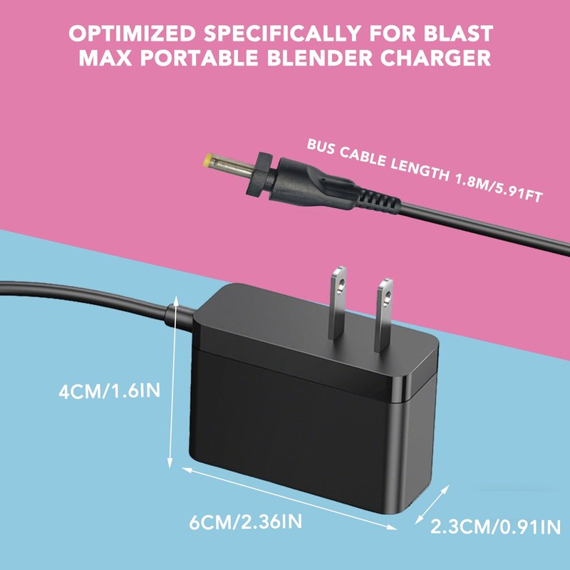 For Ninja Blast Max Portable Blender BC251, BC200, BC200GY, BC200LD, BC251LD Replacement Charging Cord Personal Smoothies Power Adapter