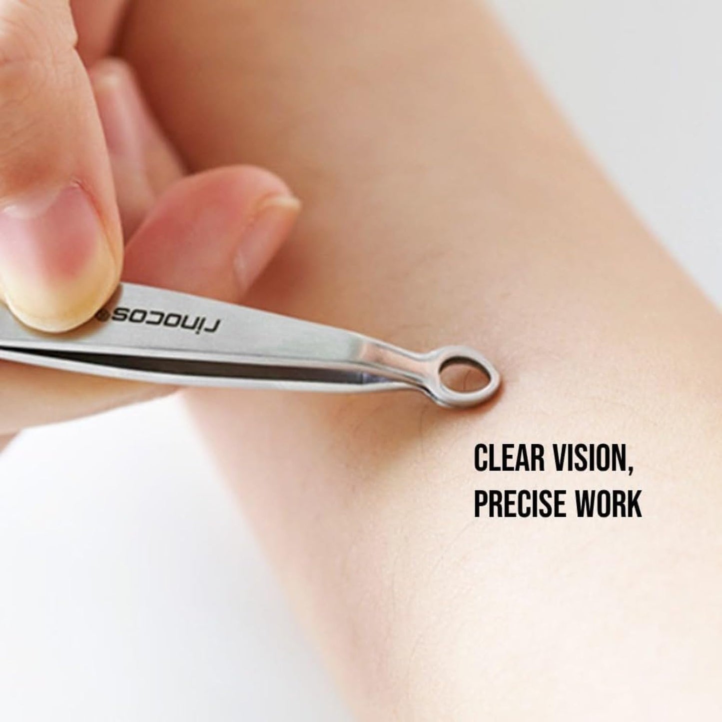 [Premium Hand-Made] Tweezers for women facial hair - Round tip Tweezers, Eyebrow Tweezers, 304 Surgical-grade Stainless Steel for Safety, Precision tweezers, Facial Hair for Men & Women (Silver)