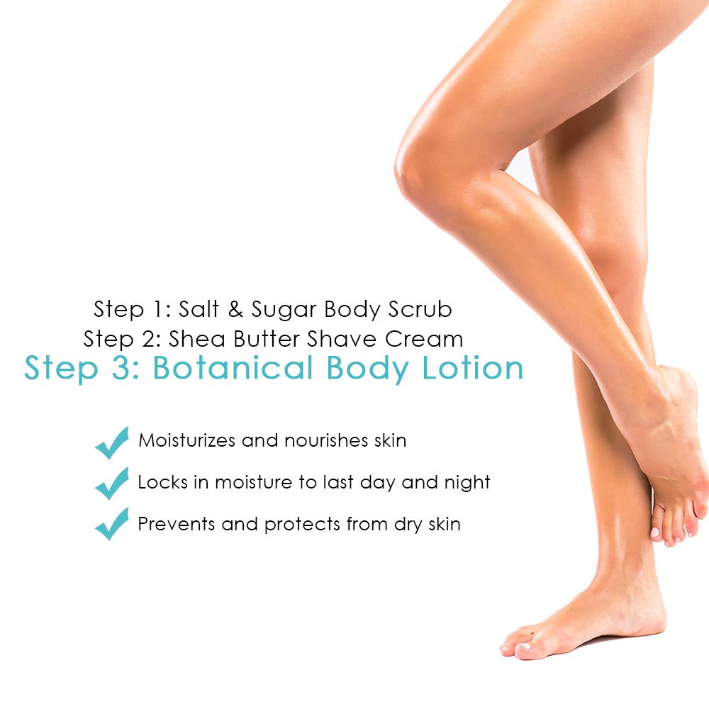 Aveline Women's Silky Smooth Shaving Starter Kit | 6-Blade Razor, 4pk Refill Blades, Salt & Sugar Body Exfoliating Scrub - 5oz, Shea Butter Shaving Cream - 5oz, and Botanical Moisturizing Body Lotion