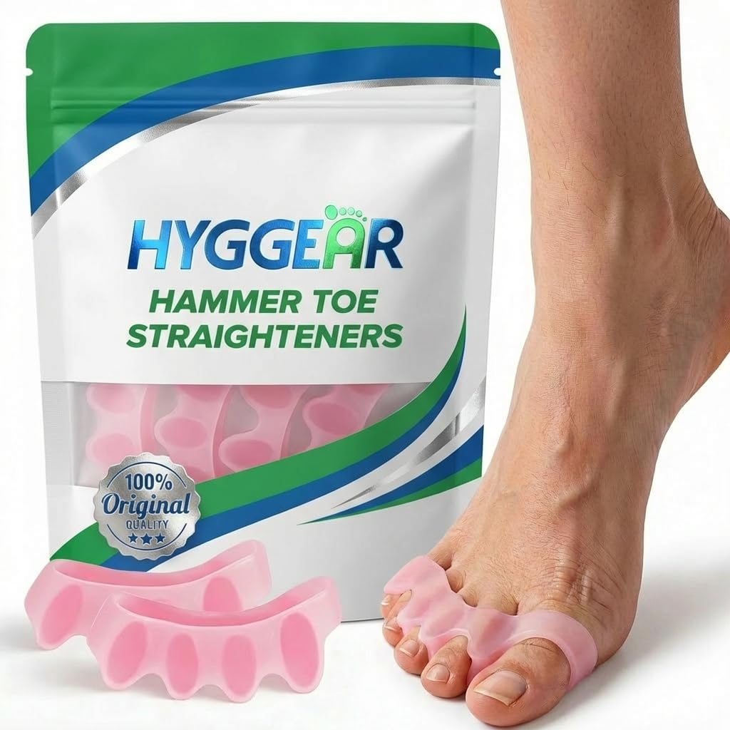Toe Separators for Bunions | Gel Toe Spacers & Hammer Toe Straightener | Silicone Stretcher for Yoga (1 Pair, Blue)