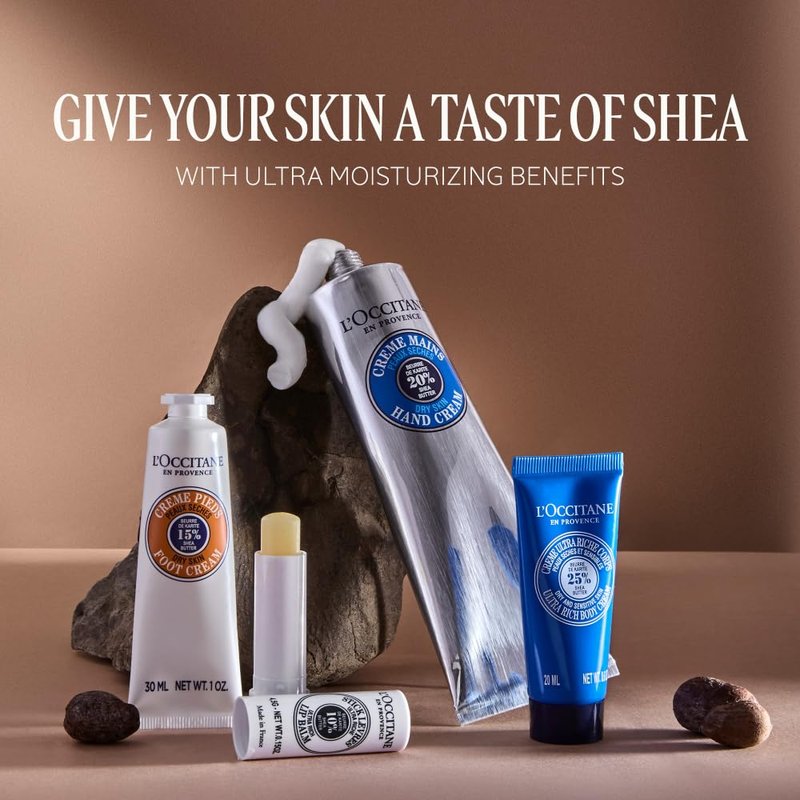 L'OCCITANE Shea Body Skincare Gift Set - Ultra Rich Cream, Hand Lotion, Foot Balm | Nourishing Hydration for Dry Skin