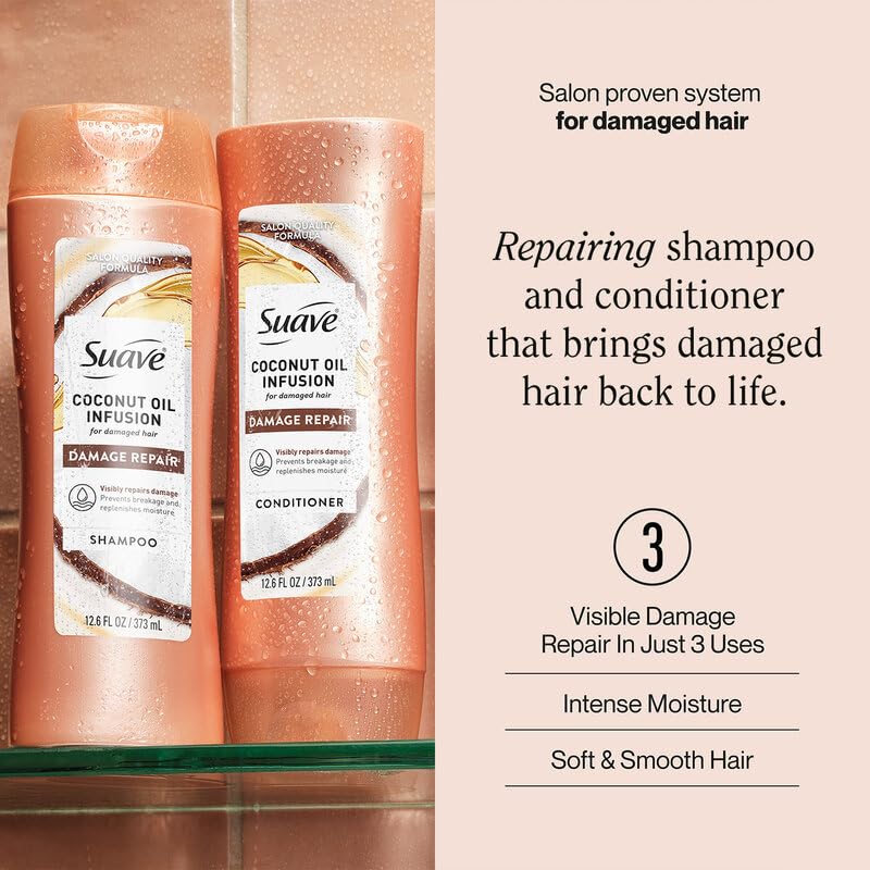 Suave Coconut Infusion Shampoo and Conditioner Set - Hair Repair 12.6 Oz