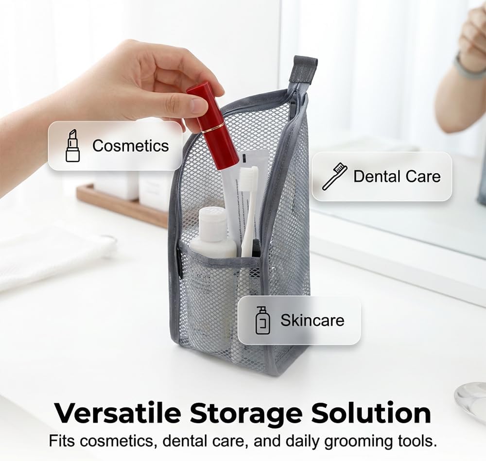 Coloday Large Capacity Waterproof Toiletry Bag - Portable EVA Mesh Travel Organizer | Black