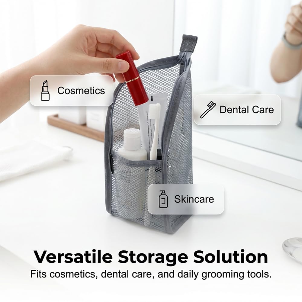 Coloday Standing Toiletry Bag, 2026 New EVA Mesh Large Capacity Cosmetic Waterproof Bag, Upgrade Portable Lightweight Travel Toiletry Bag Water Resistant Toiletries Storage Bag (Black)