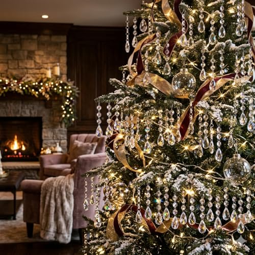 HOHIYA 30PCS Clear Crystal Icicle Christmas Ornaments