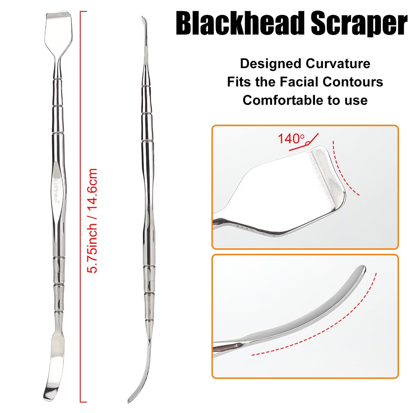 LePinko 2PCS Stainless Steel Cosmetic Spatula Set, Blackhead Remover and Makeup Mixing Tool for Salon Home Use, Silver