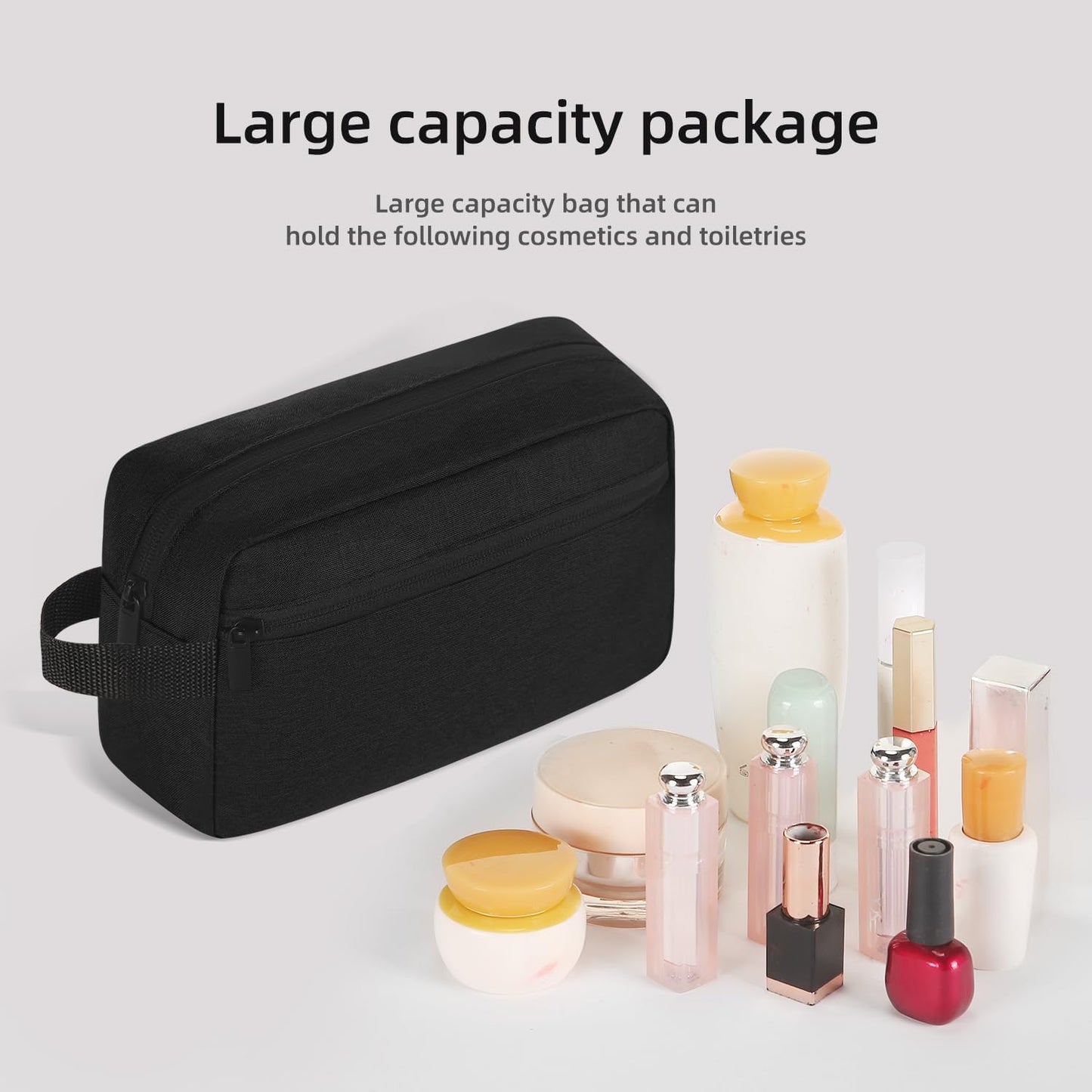 Travel Toiletry Bag - Hanging Cosmetic Organizer for Men & Women | Black Travel Accessory