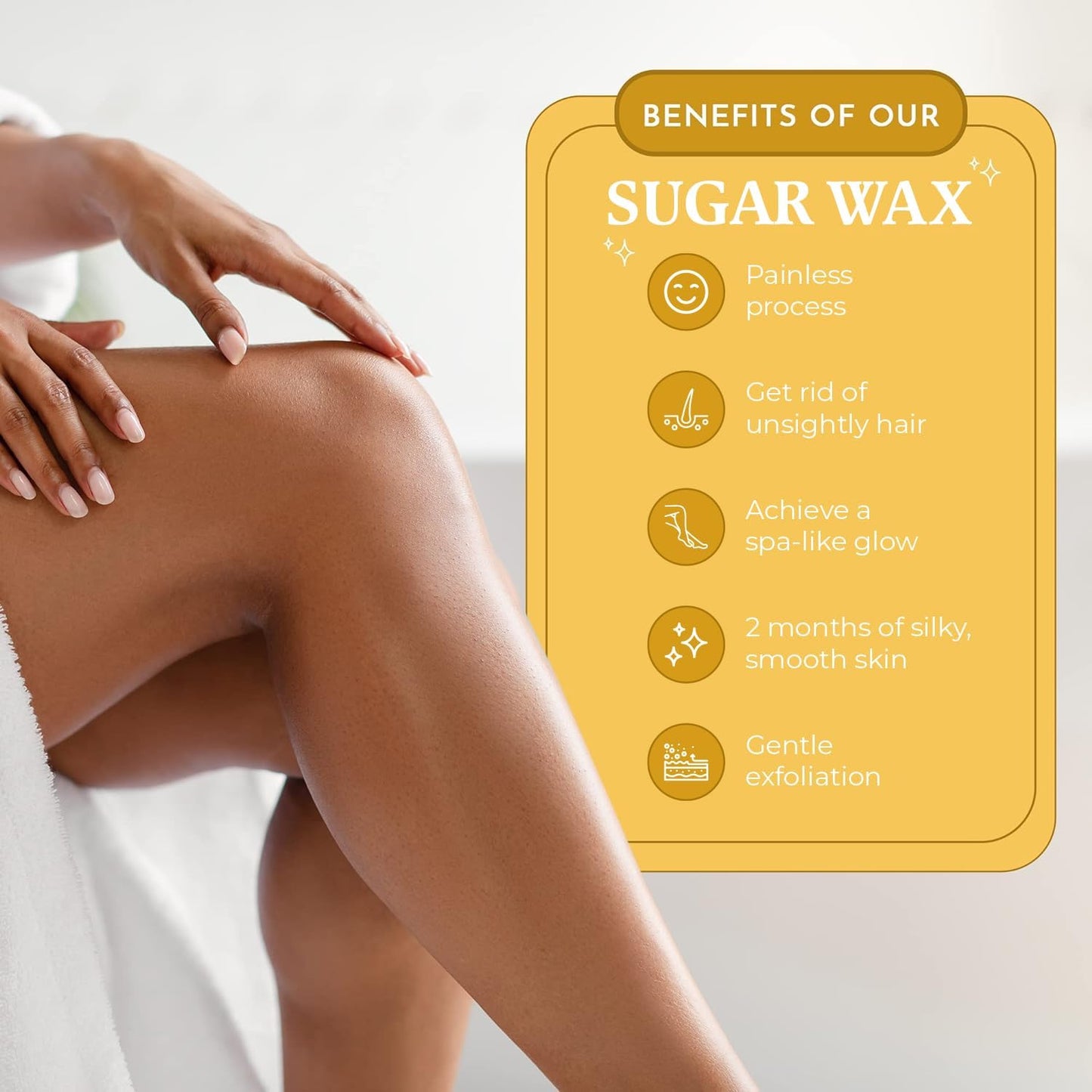 MOOM USDA Organic Sugar Wax Hair Removal for Women & Men - 12 oz Wax refill Jar, Sugaring Wax with Tea Tree Oil - Body, Leg & Facial wax - Soft Wax for Sensitive Skin (Strips & Sticks Not Included)