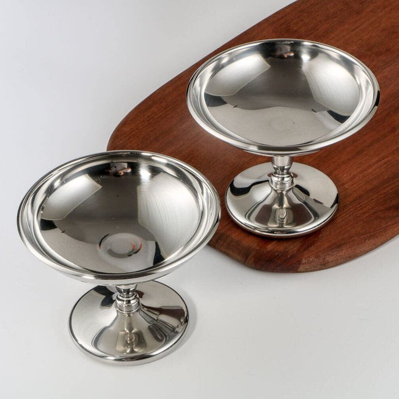 Angoily 2Pcs Mini Sliver Bowls Stainless Steel Ice Cream Dessert Cup Parfait Sundae Trifle Bowl Footed Sauce Cup for Nuts Fruit Pudding Snack Cereal Party Favors