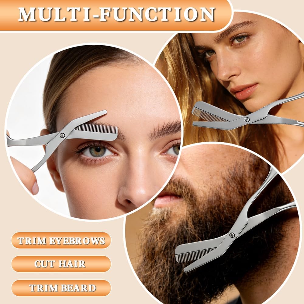 Precision Eyebrow Scissors - Professional Stainless Steel Grooming Tool for Facial Hair & Eyebrow Shaping | Unisex Design