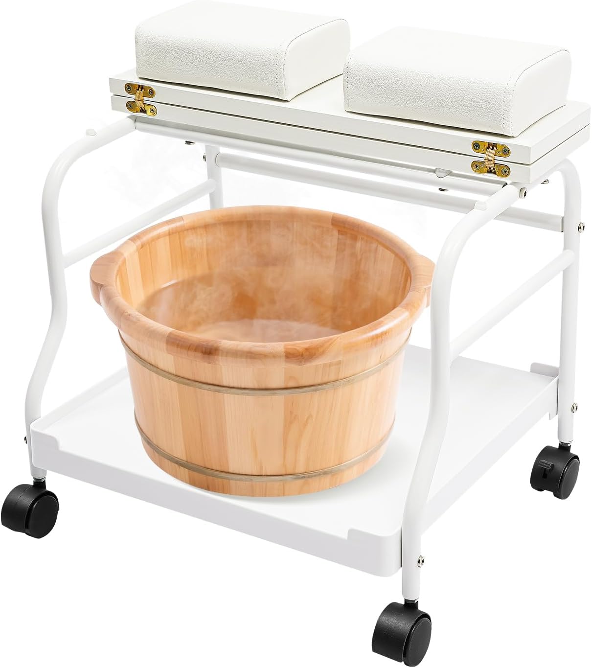 Portable Pedicure Footrest Stool Cart - Beauty Salon Nail & Foot Bath Spa | Trolley Design
