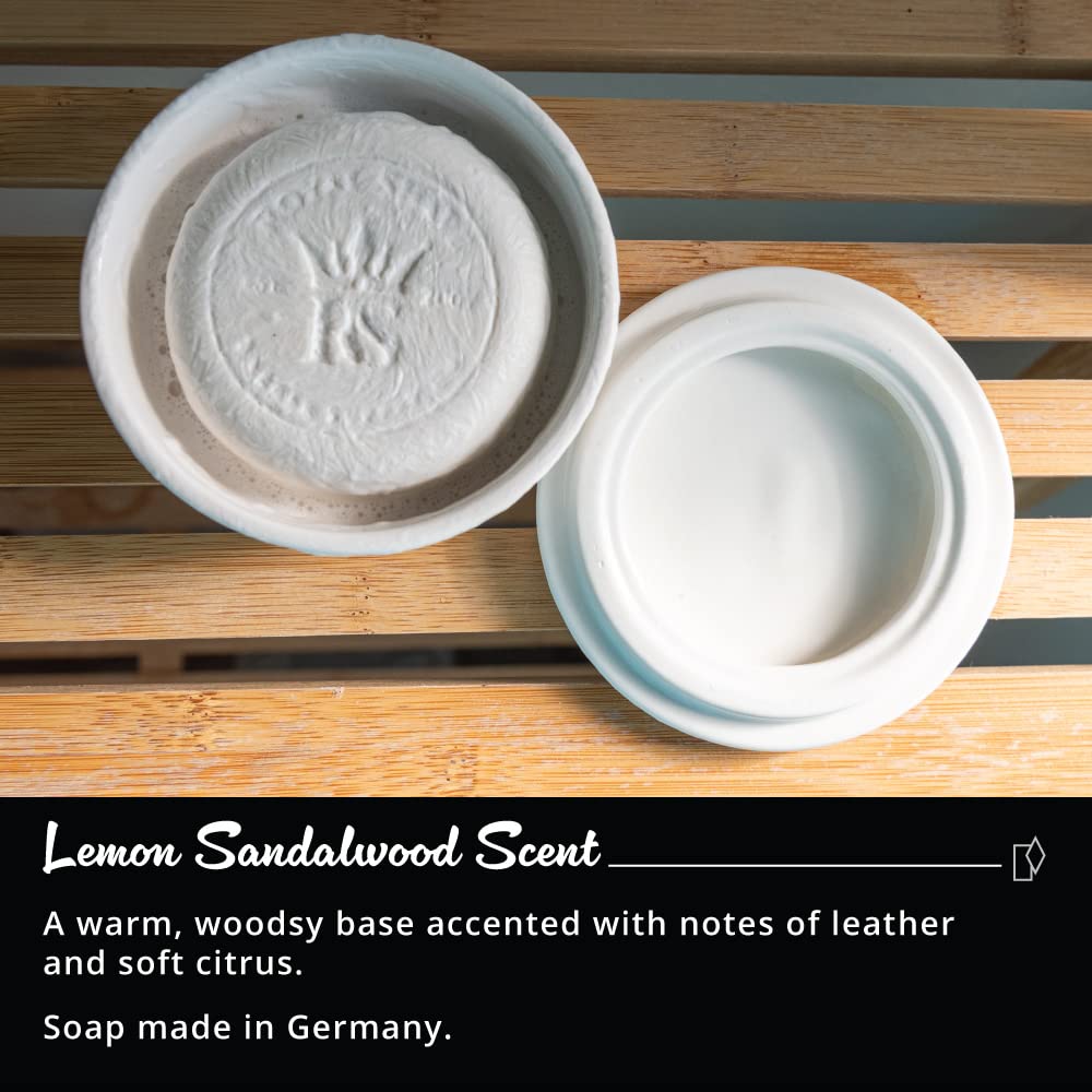 Royal Shave Luxury Hard Shaving Soap Puck Refill, Lemon Sandalwood Scent, Rich Lather Traditional Wet Shave Soap for Men (Made in Germany) 3.5 oz