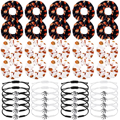 Hoteam Basketball Scrunchies & Bracelets Set - 40 Pcs for Girls