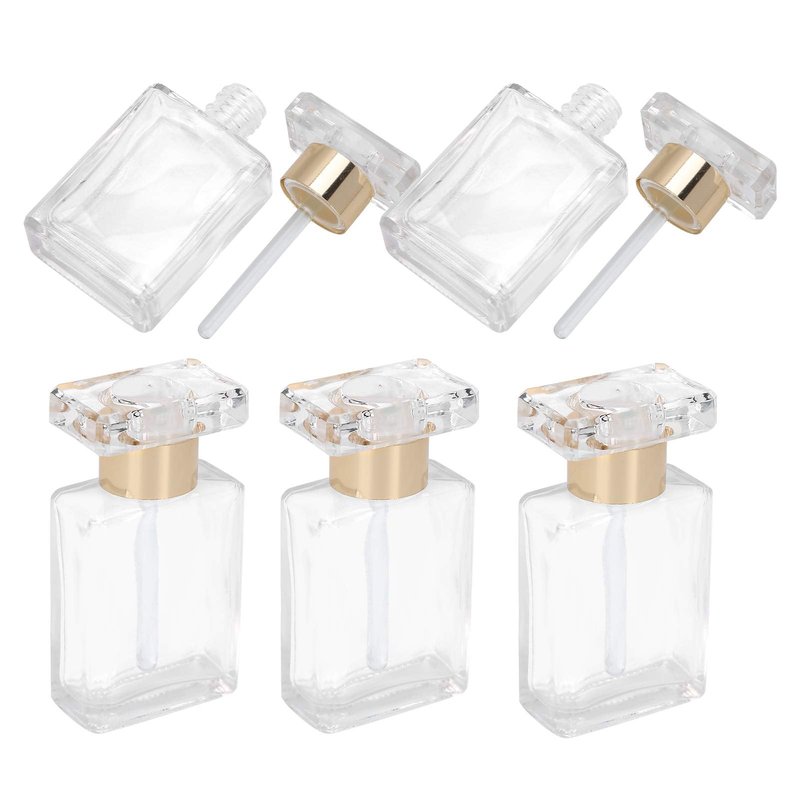 5pcs Clear Glass Empty Perfume Bottles, Travel Portable, Refillable Perfume Bottles, 17ml. Compact design, perfect for storing perfumes and essential oils.