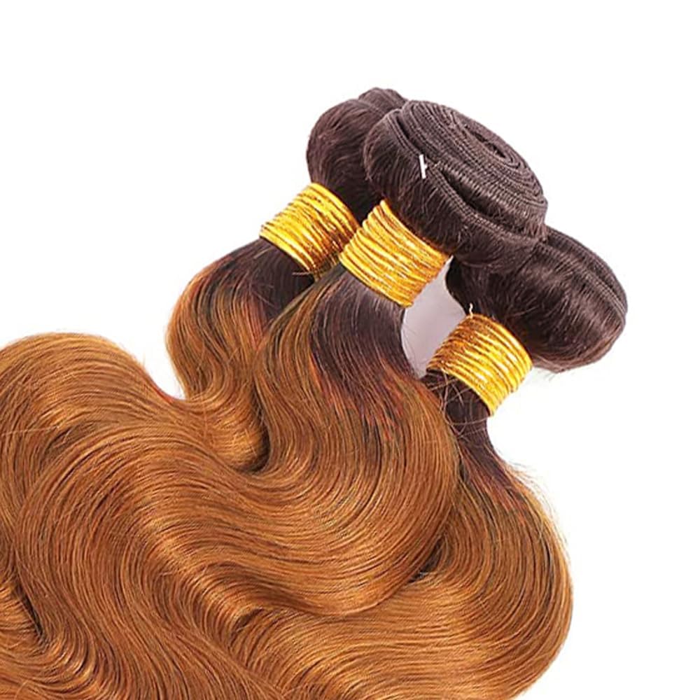 Brown Human Hair Bundles Light Brown Bundles Human Hair 12 14 16 inch Ombre Body Wave Bundle #4 Color Bundle T4/30 Color