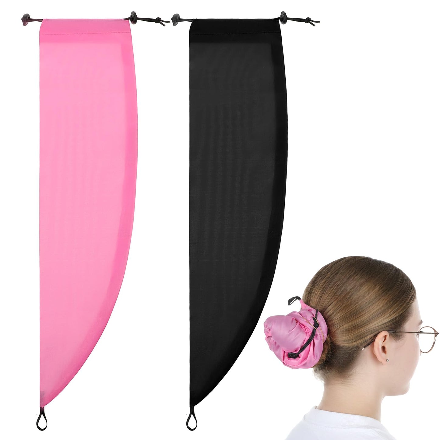 Gjinxi 2 PCS Waterproof Hair Sleeve for Long Hair, Crown Washing Shower Ponytail Adjustable Reusable Quick Root Refresh Cap Protect Styled Bathing Hat for Women Shower Gym Travel Pool Beach